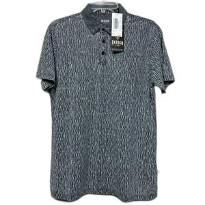 Indigo Star Norman Knit Burnout Polo Botanical Print Heather Black Shirt S- NWT